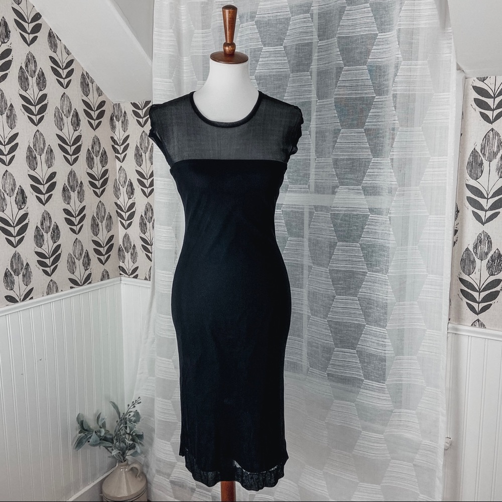 Laundry by Shelli Segal Layered Black Midi Dress